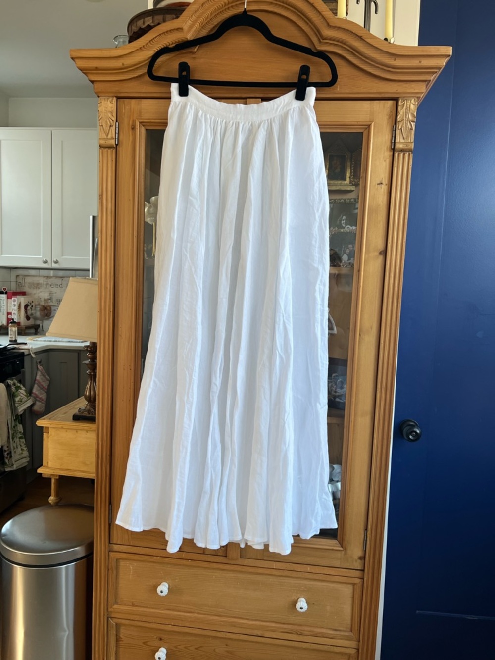 White Women's Maxi Skirt - linen